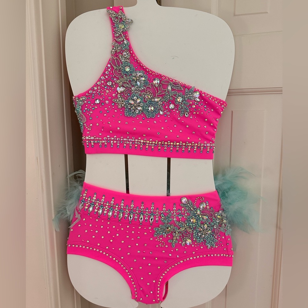Custom Competition Dance Costume Pink Two piece Size 8 IC